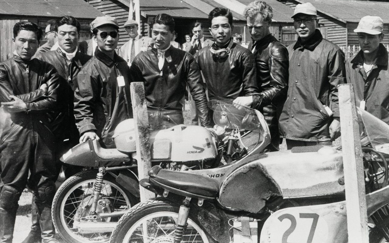 Honda's race team at the Isle of Man TT in 1959. Photo courtesy Honda Pro Racing.