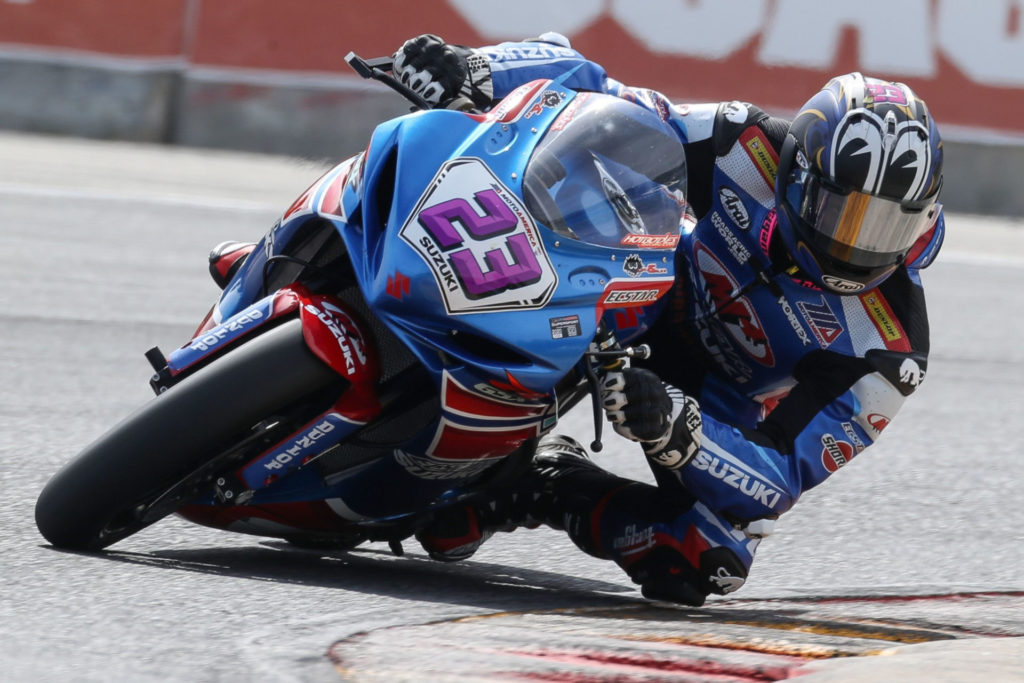 Lucas Silva (23) logged a solid seventh-place finish on his Suzuki GSX-R600 in Race 1. Photo by Brian J. Nelson, courtesy Suzuki Motor of America, Inc.