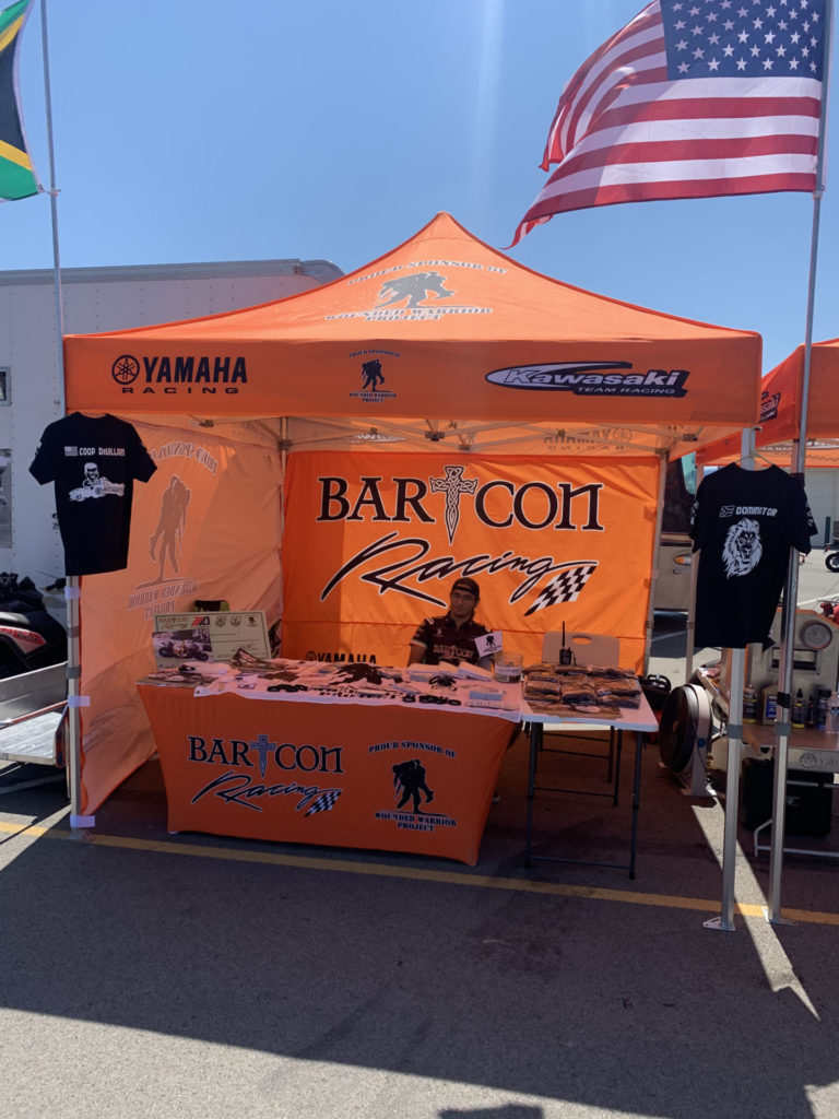 BARTCON Racing's display supporting the Wounded Warrior Project at PittRace. Photo courtesy Colin Barton.