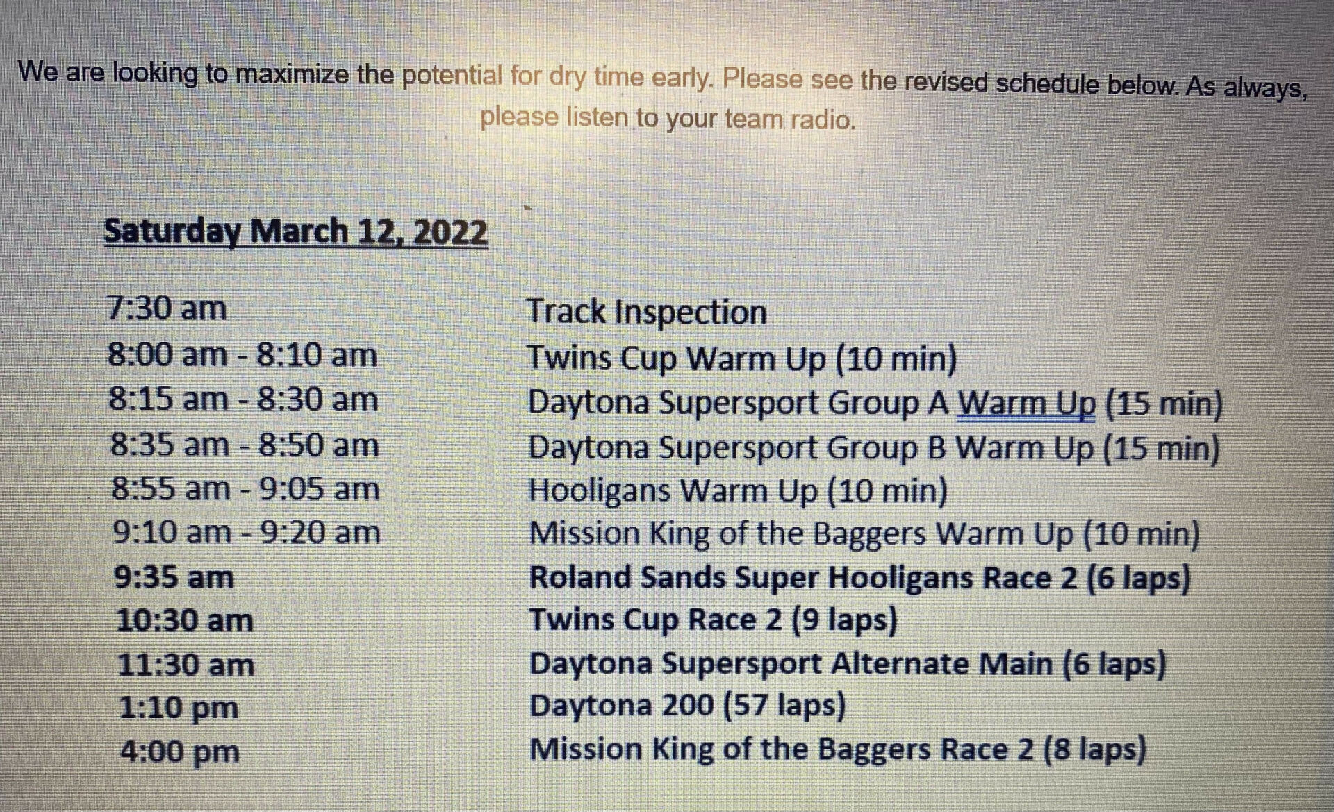 MotoAmerica: Updated Schedule Released For Saturday At Daytona - Roadracing World Magazine