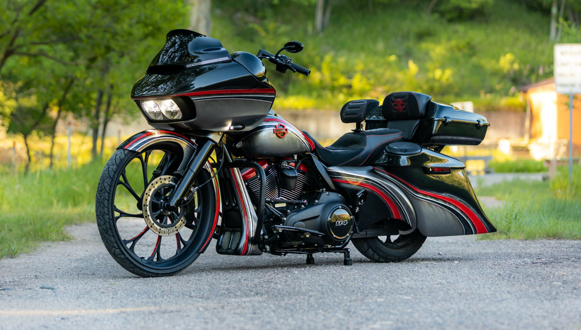 The NASCAR Foundation is raffling off this one-of-a-kind 2021 Harley-Davidson Road Glide FLTRXS customized by Steve and Rusty Wallace of Southern Country Customs to benefit All Kids Ride. Photo courtesy All Kids Ride.