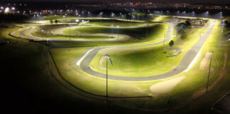 Sydney Motorsport Park (SMSP) lit up at night. Photo courtesy ASBK.