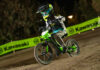 Max Zeidman, age eight, riding the new Kawasaki Elektrode electric balance bike on a dirt course at Fox Racing's headquarters in Southern California. Photo courtesy Kawasaki.