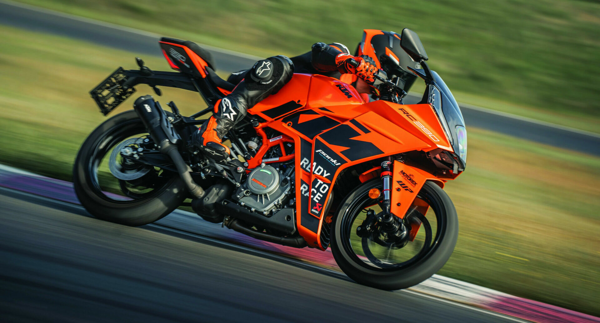 The 2023 KTM RC 390 is available in a new GP Orange color scheme. Photo courtesy KTM.