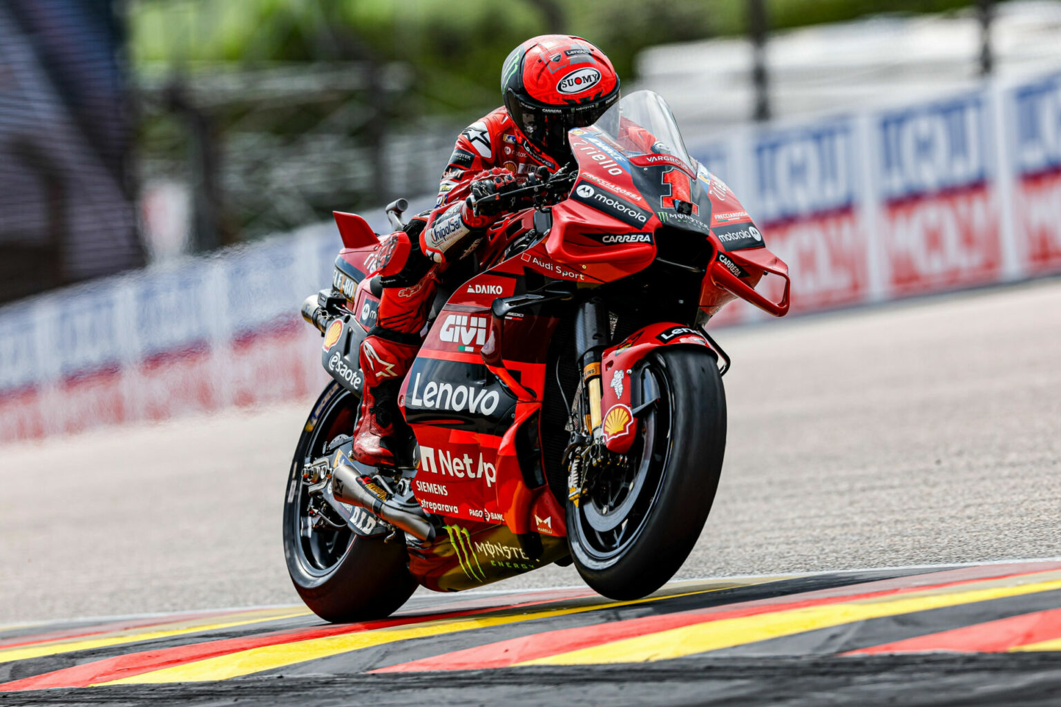 MotoGP Bagnaia Takes Pole In Drying Conditions At Sachsenring