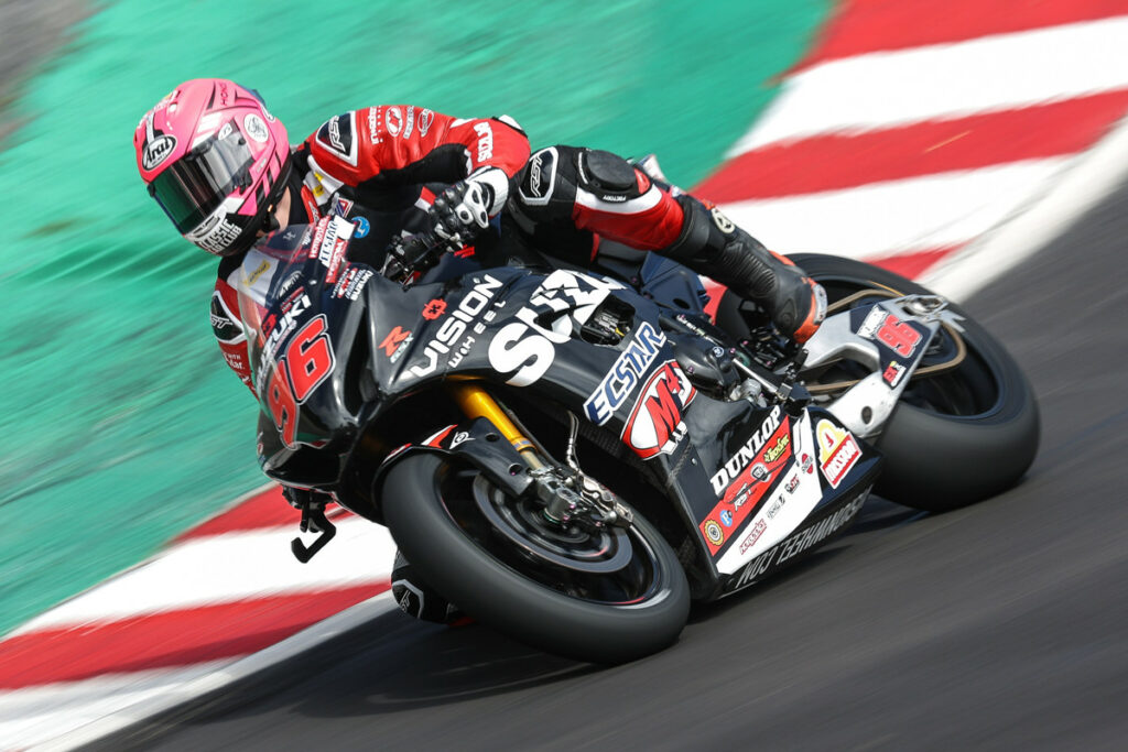 In his debut aboard the GSX-R1000R, Brandon Paasch (96) finishes in the top 5. Photo courtesy Suzuki Motor USA, LLC.