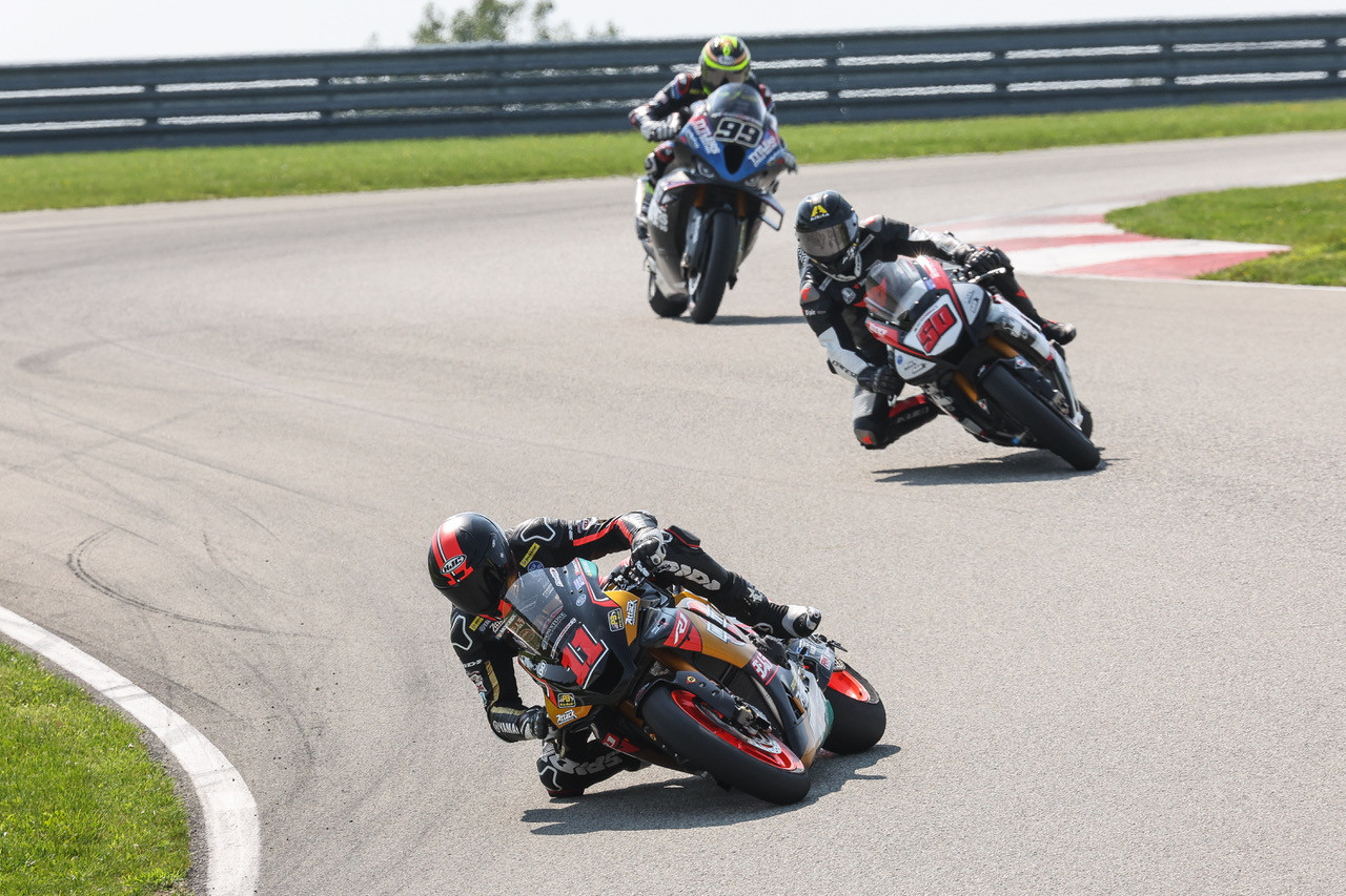 Mathew Scholtz (11) leads Bobby Fong (50) and PJ Jacobsen (99) in Pennsylvania. Photo by Brian J. Nelson, courtesy Westby Racing.