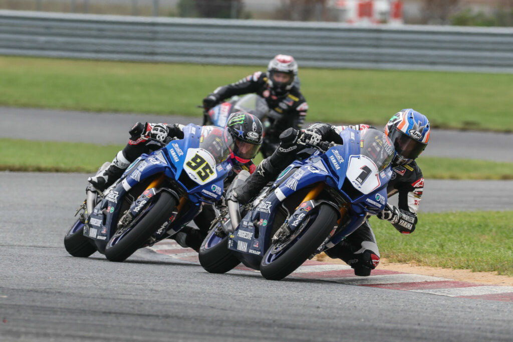 Jake Gagne (1) and JD Beach (95) in action at NJMP. Photo courtesy Yamaha.