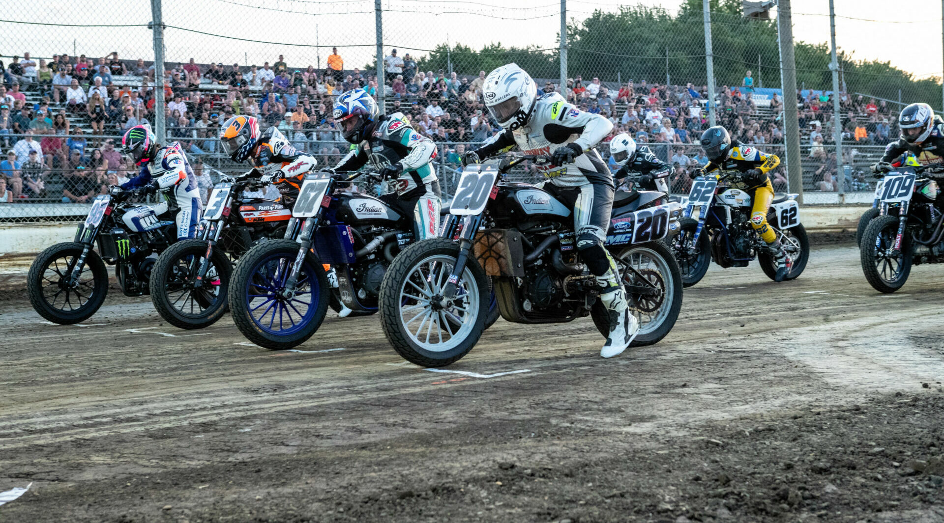 The start of an AFT SuperTwins heat race at Bridgeport Speedway, in Swedesboro, New Jersey in 2023. Photo by Tim Lester, courtesy AFT.