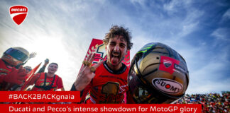 Francesco "Pecco" Bagnaia celebrates winning his second consecutive MotoGP World Championship. Photo courtesy Ducati.