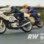 Author Mick Ofield (170) accelerating out of Castletown Corner in 1976, in his debut ride at the Southern 100. 