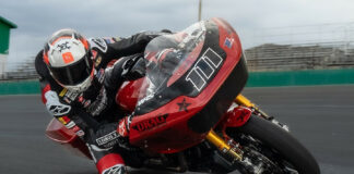 Ruben Xaus (111) on a Feuling Parts Harley-Davidson at Willow Springs. Photo courtesy Feuling Parts.