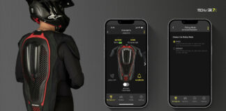 Alpinestars' autonomous Tech-Air 7x rider airbag protection system can be monitored and activated via Bluetooth using a Smartphone. Photo courtesy Alpinestars.