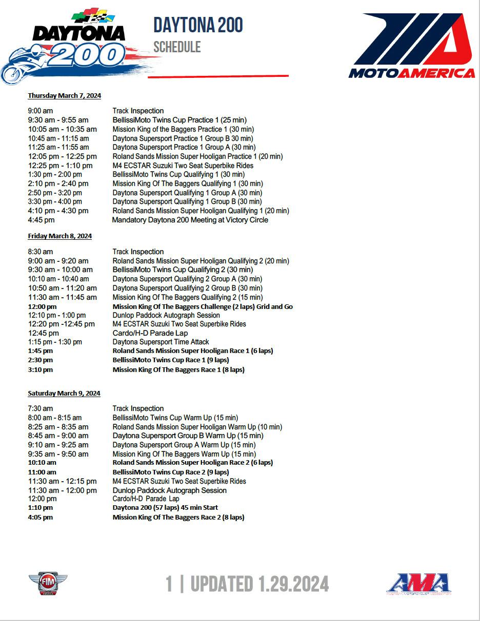 MotoAmerica Daytona Event Schedule Released Roadracing World