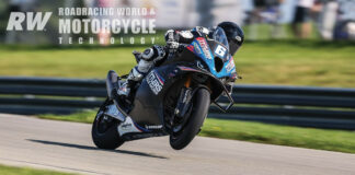 Cam Beaubier on his Tytlers Cycle Racing BMW M 1000 RR at Pittsburgh Race Complex in 2023, shortly before his season ended. Photo by Brian J. Nelson.