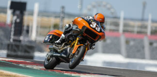 A round has been added to the 2023 MotoAmerica Mission King Of The Baggers Championship and that round is at Circuit of The Americas in conjunction with the Red Bull Grand Prix of The Americas. Kyle Wyman (33) is shown on his Screamin' Eagle Harley-Davidson Road Glide at COTA in 2023. Photo by Brian J. Nelson.