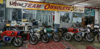 Some of Team Obsolete's fleet of 350cc Grand Prix racebikes. Photo courtesy Team Obsolete.