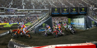 In perfect celebration of the 50th anniversary season of AMA Supercross racing, the Daytona International Speedway is the only venue to host a Supercross race every season, uninterrupted, since the start of the series. Photo courtesy Feld Motor Sports.