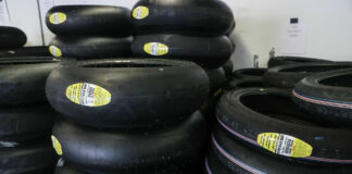 Dunlop Sportmax Slick motorcycle road racing tires. Photo by Brian J. Nelson.