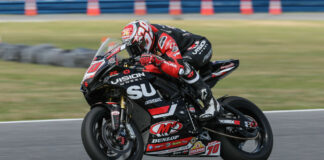 Tyler Scott (70) took the pole and raced to a second-place finish in the 82nd running of the Daytona 200. Photo by Brian J. Nelson, courtesy Suzuki Motor USA.