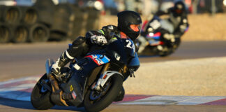 A California Superbike School student in action in Las Vegas. Photo by etechphoto.com, courtesy California Superbike School.