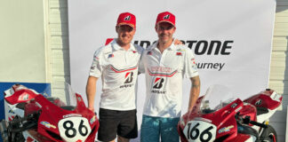 Team BATTLAX's Ben Young (left) and Trevor Daley (right) at Daytona International Speedway. Photo courtesy Team BATTLAX.