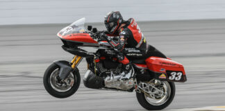 Following his perfect weekend at Daytona, Kyle Wyman (33) leads the Mission King Of The Baggers Championship as the series heads to Circuit of The Americas for round two, April 12-13. Photo by Brian J. Nelson.
