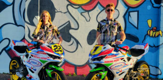 Defending MotoAmerica Junior Cup Champion Avery Dreher (right) and his younger sister Ella Dreher (left). Photo courtesy Bad Boys Racing.
