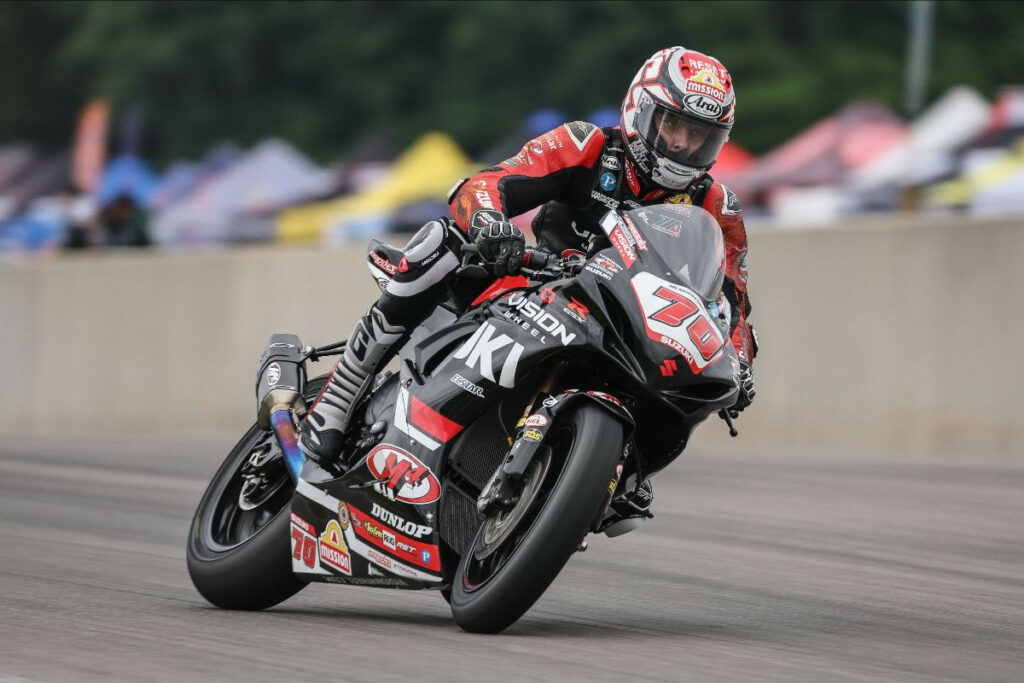 Tyler Scott (70) earned provisional pole in the Supersport class at Barber Motorsports Park on Friday afternoon. Photo by Brian J. Nelson.