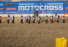 The start of a 450 Moto at Fox Raceway in Pala, California. Photo courtesy MX Sports Pro Racing, Inc.