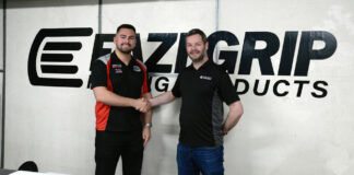 Jack Taylor, Race & Sponsorship Manager at R&G, (left) and Andy Sherlock, Works Director of Eazi-Grip, (right). Photo courtesy R&G and Eazi-Grip.