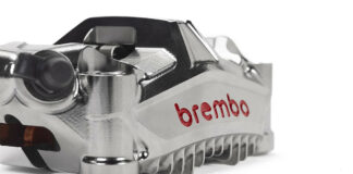 Brembo's award-winning GP4-MotoGP brake caliper. Photo courtesy Brembo.