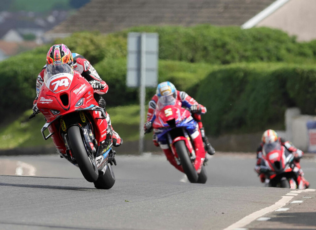 Davey Todd (74) also won both Superstock races. Photo courtesy NW200 Press Office.