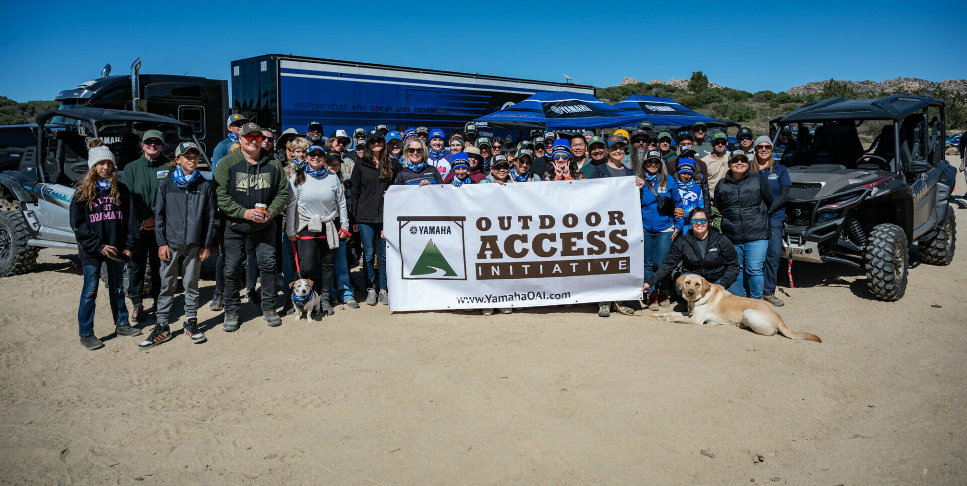 Volunteers from Yamaha Motor Corp., U.S.A. and the Southern California Mountains Foundation (SCMF) at a clean-up event at the Pinnacles OHV Staging Area in the San Bernardino National Forest, in Southern California. Photo courtesy Yamaha Motor Corp., U.S.A.