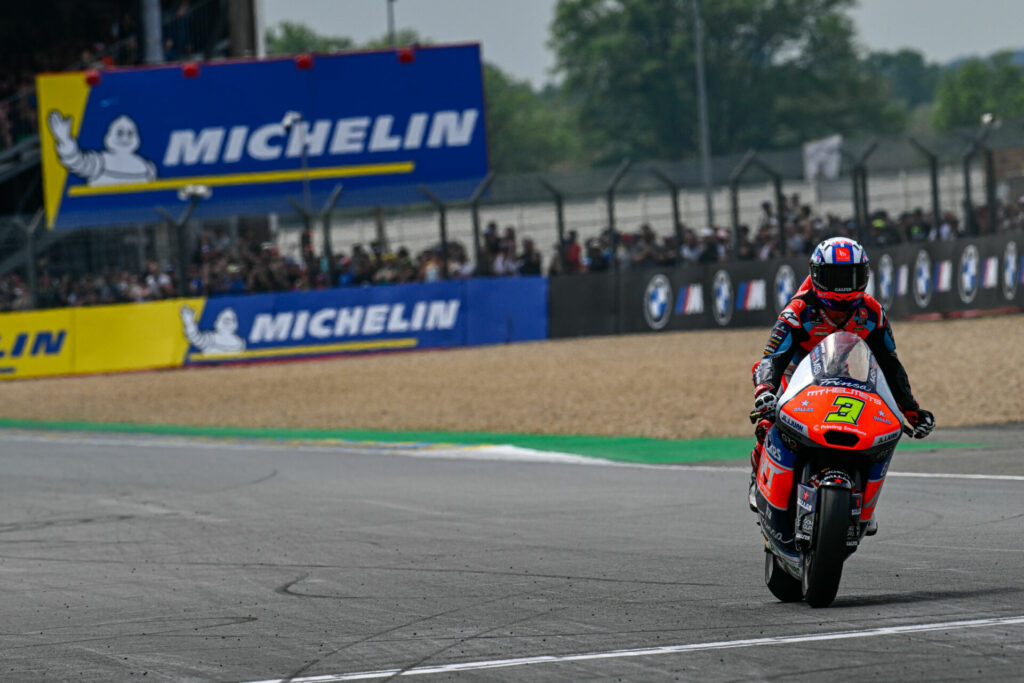 Sergio Garcia (3) won the Moto2 race in France. Photo courtesy Dorna.
