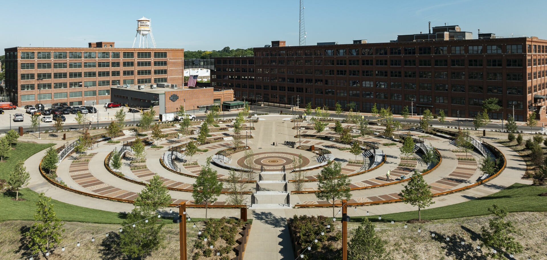 The new Davidson Park at Harley-Davidson's Juneau Avenue campus - the site of the original Harley-Davidson factory and soon-to-be home of the Harley-Davidson Factory Racing Team. Photo courtesy Harley-Davidson.