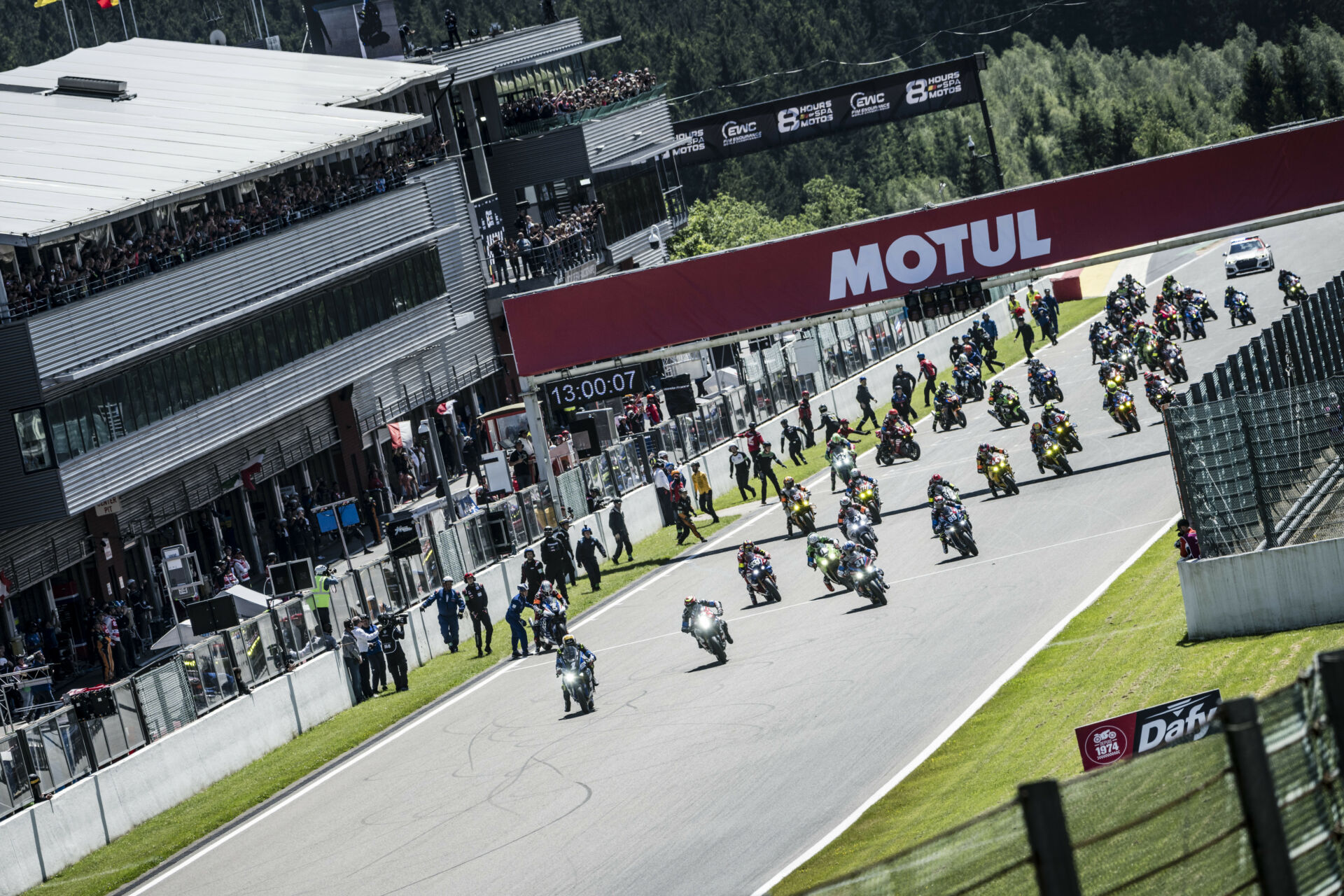 The Le Mans-style start of the 8 Hours of Spa. Photo courtesy Yamaha.