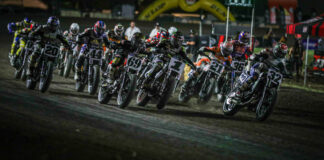 Dallas Daniels (32), Jared Mees (1), Sammy Halbert (69), and the rest of the AFT SuperTwins field will return to action Saturday, June 15 at the Orange County Half-Mile, in New York. Photo by Scott Hunter, courtesy AFT.