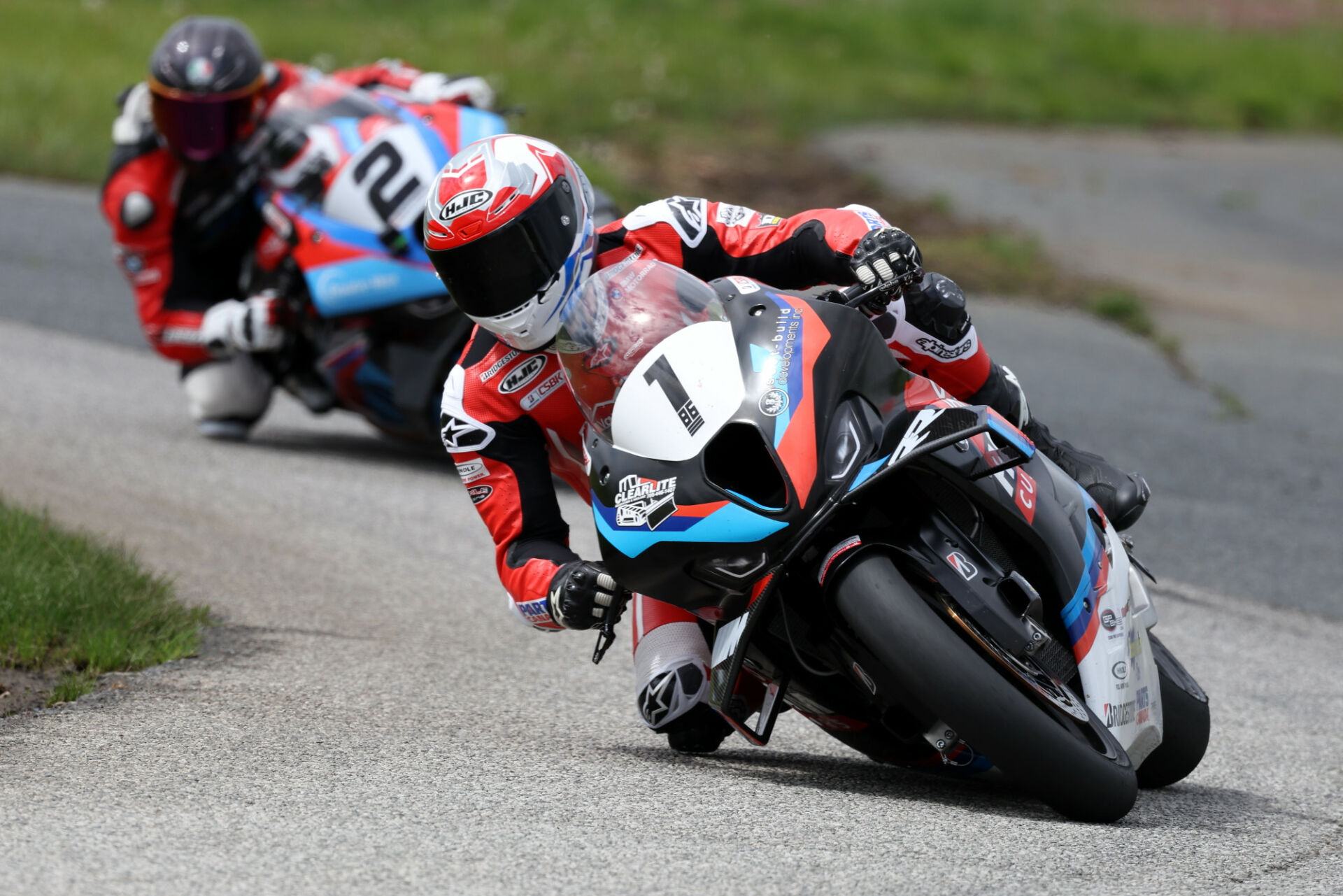 Ben Young (1) will take a slight championship advantage into Grand Bend over BMW-mate Sam Guerin (2), after winning both races from Guerin in round one. Photo by Rob O’Brien, courtesy CSBK.