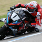 Ben Young (1) topped GP Bikes Pro Superbike qualifying at Grand Bend Motorplex on Friday afternoon, putting the BMW rider into a P1 starting position for both of the weekend's feature races. [Photo: Rob O'Brien / CSBK]