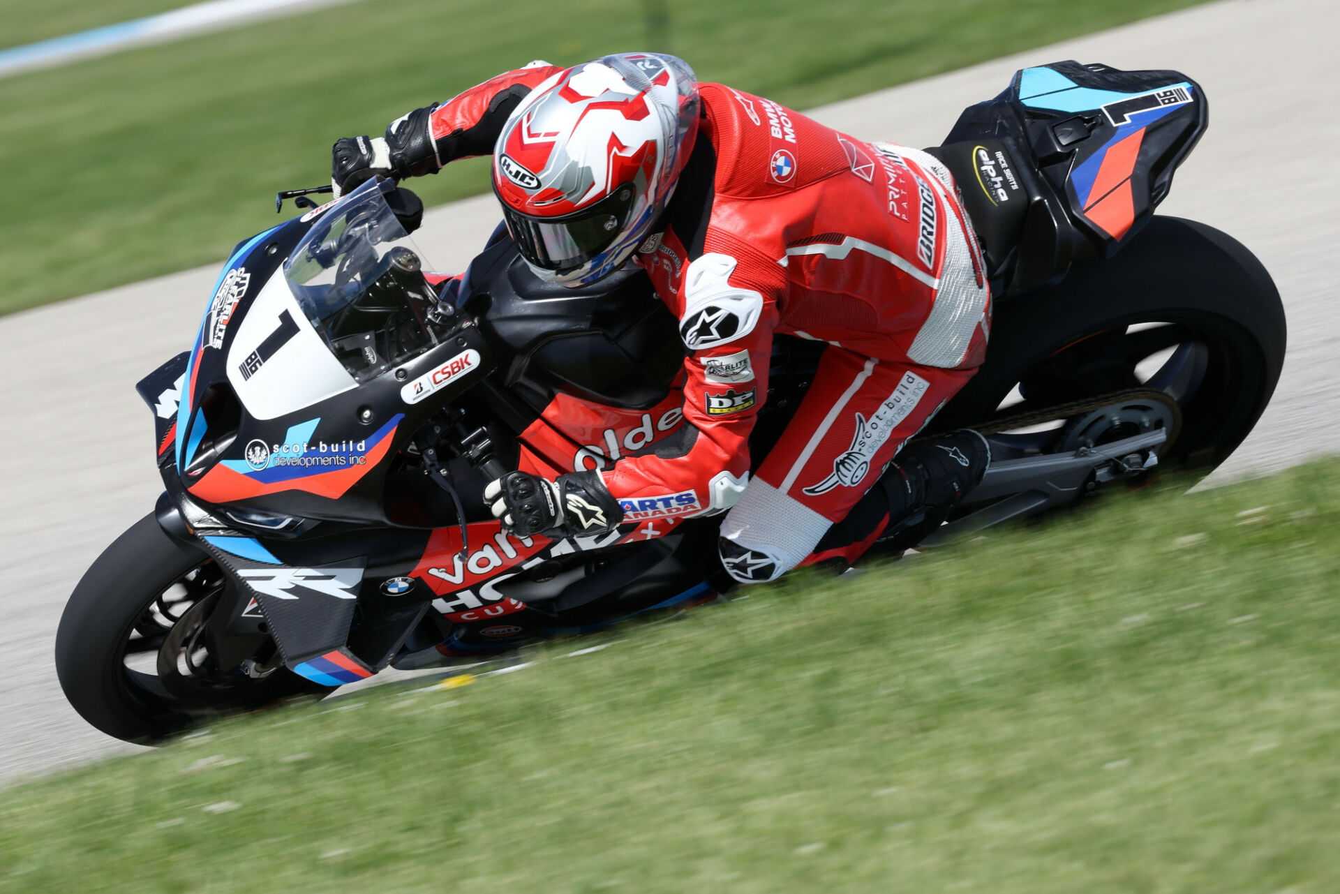 Ben Young (1) continues to lead the CSBK championship standings as the series shifts west to Edmonton this weekend after the BMW rider finished behind new Superbike race winners in both races at round two. Photo by Rob O'Brien, courtesy CSBK.
