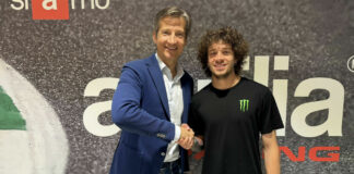 Aprilia Racing CEO Massimo Rivola (left) and Marco Bezzecchi (right). Photo courtesy Aprilia.