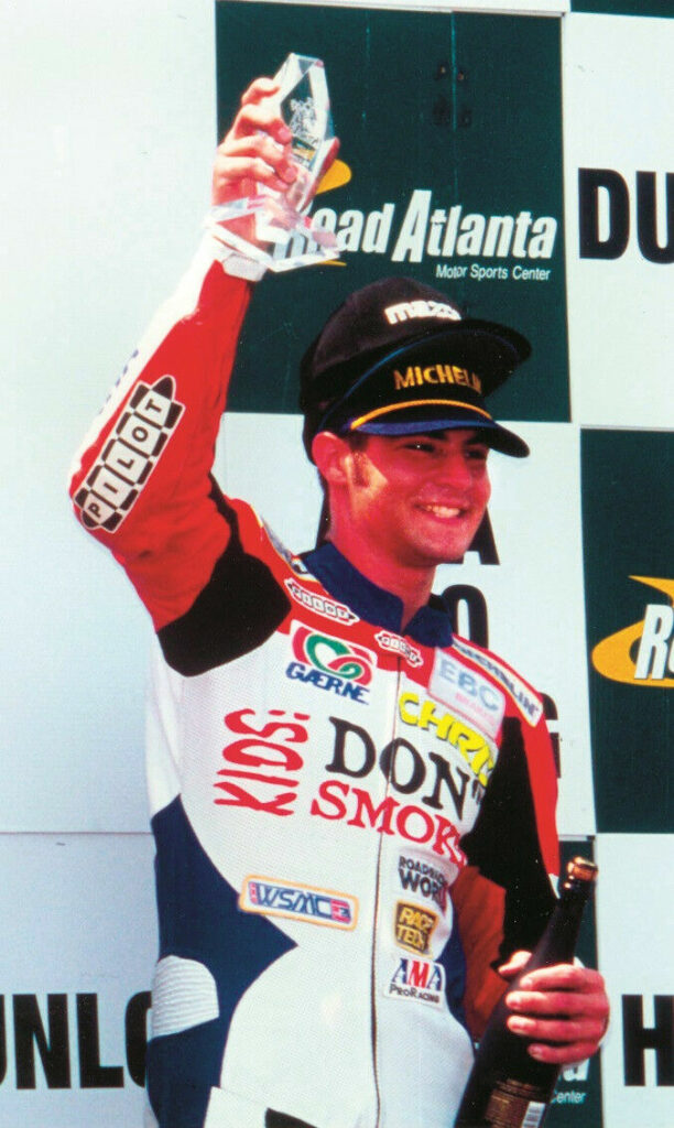 First AMA Pro podium finish, 250cc Grand Prix at Road Atlanta, 1999.