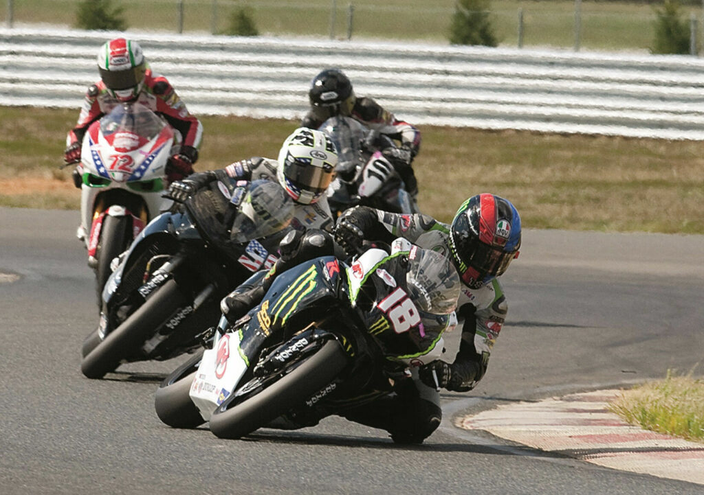 Chris Ulrich (18) racing a Suzuki GSX-R1000 in AMA Pro Superbike at New Jersey Motorsports Park, 2010. Photo by Andrea Wilson.