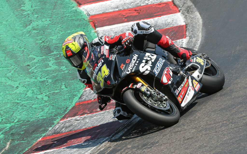 Xavi Forés (34), earned two seventh-place results at Laguna Seca, while filling in for the injured Richie Escalante. Photo by Brian J. Nelson, courtesy Suzuki Motor USA.