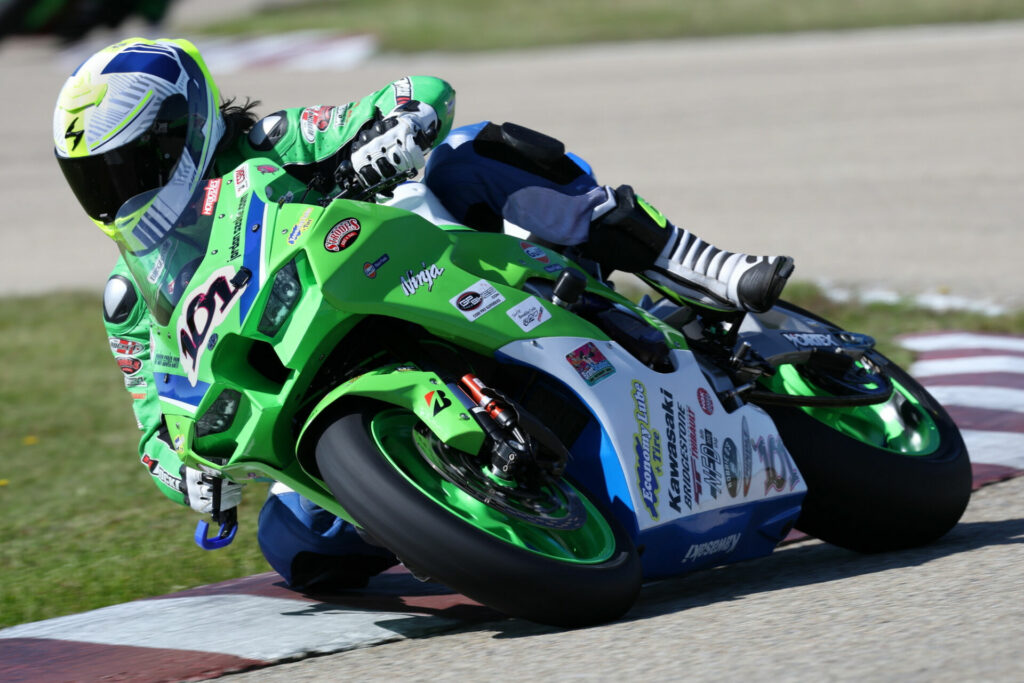 Jordan Szoke (101) has won more CSBK Superbike races at AMP than anyone - 14 in total over his career. Could the Kawasaki rider get win number 15 this weekend? Photo by Rob O'Brien, courtesy  CSBK.
