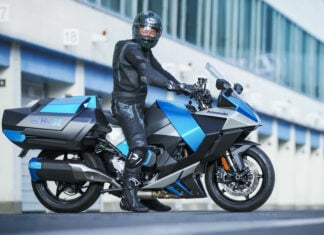 Kawasaki's Ninja H2-based hydrogen-fueled prototype motorcycle. Photo courtesy Kawasaki.
