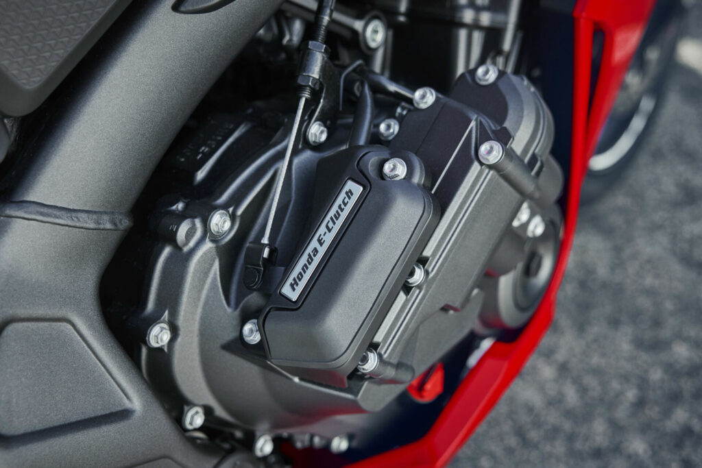 A closeup of the E-Clutch technology on a Honda CBR650R. Photo courtesy American Honda.