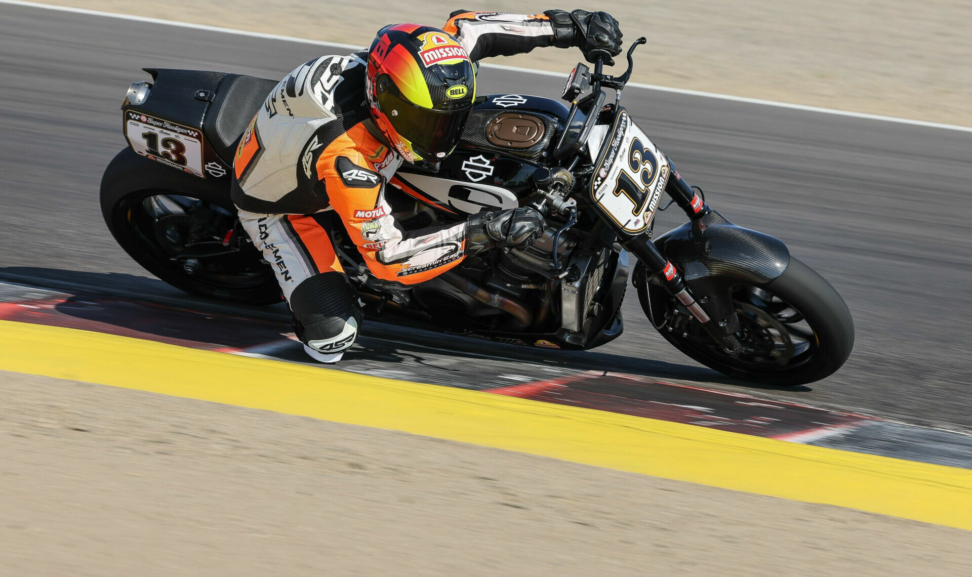 Cory West (13) at speed on his Team Saddlemen Harley-Davidson Pan America. Photo by Brian J. Nelson.