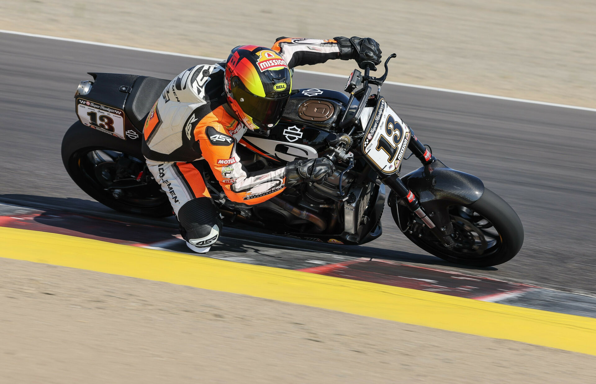 Cory West (13) at speed on his Team Saddlemen Harley-Davidson Pan America. Photo by Brian J. Nelson.